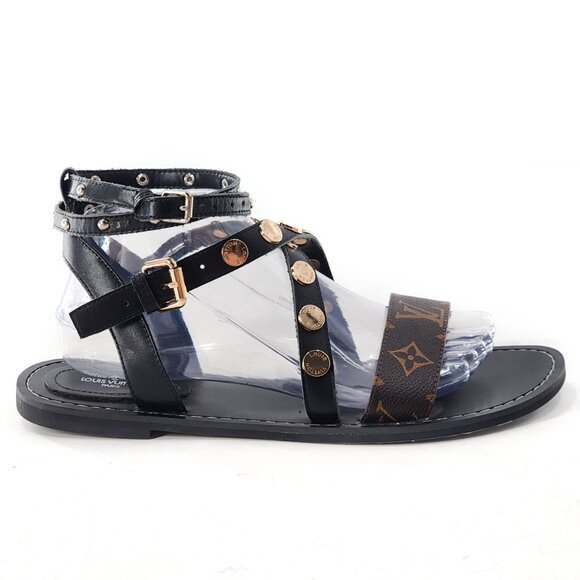 LOUIS VUITTON Passenger Studded Monogram Gladiator Ankle Strap Sandal - Picture 4 of 7